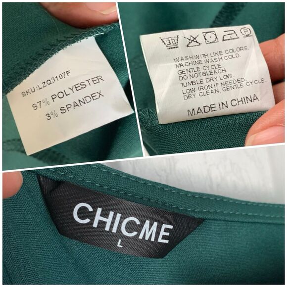 Women Night Gown Dress Large Green One Shoulder Ruffle Hem CHICME - Picture 10 of 16